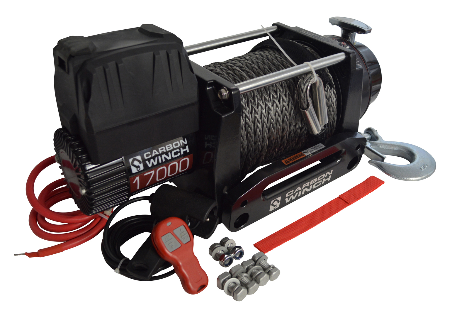 Carbon Winch 12V 17000lb Heavy Duty Series winch with synthetic rope