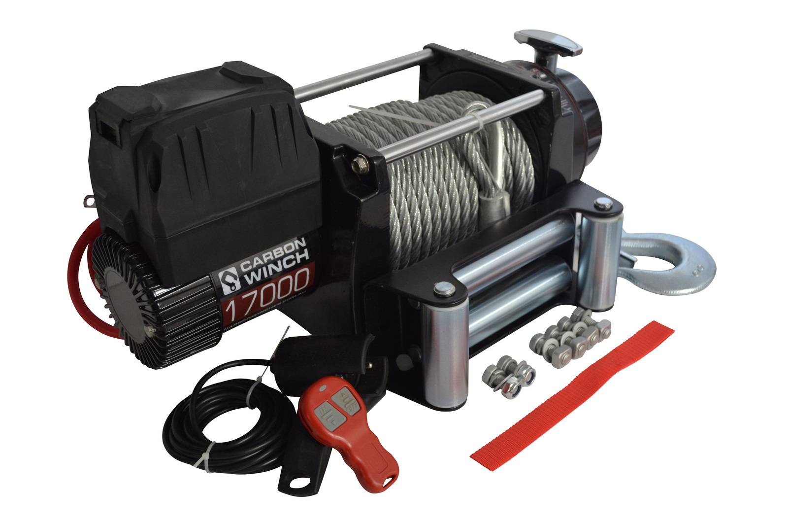 Carbon Winch 12V 17000lb Heavy Duty Series winch with steel cable
