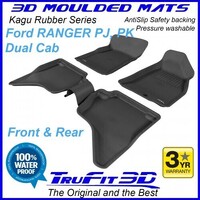 Ford Ranger/Raptor Next-Gen 2022-ON Black Front and Rear Rubber KAGU Floor Mats
