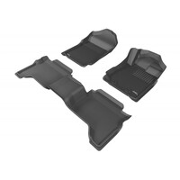 Ford Ranger PX/PX2/PX3 Dual Cab (incl Wildtrak & Raptor) 2011-2021 Black Front and Rear Rubber KAGU Floor Mats