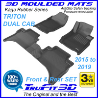 Mitsubishi Triton MQ2/MR Dual Cab 2018-2021 Black Front and Rear Rubber KAGU Floor Mats