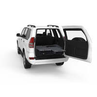 DUAL ROLLER FLOOR DRAWERS TO SUIT TOYOTA LANDCRUISER PRADO 120 SERIES WAGON WITHOUT REAR AIR CON 10/2002-09/2009