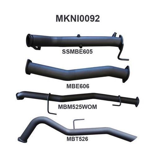 Nissan NP300 Navara 3in Turbo Back Exhaust System Without Cat, WOM